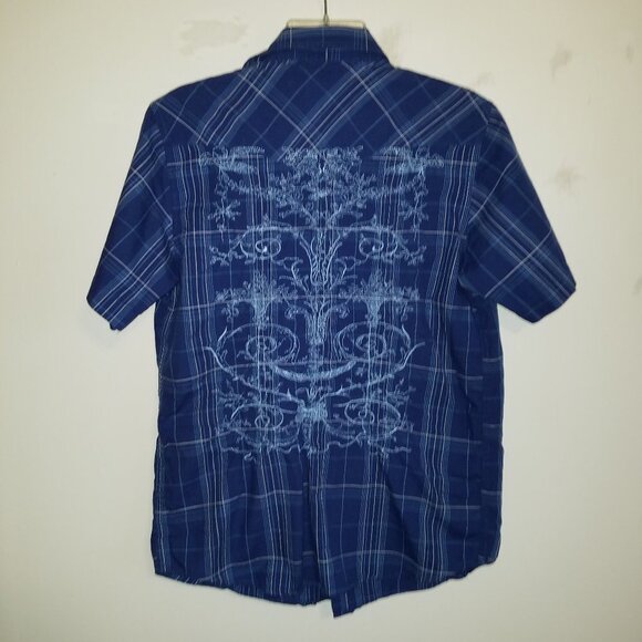 Seven Souls Embroidered Short Sleeve Button Up 100% Cotton Medium - Picture 7 of 13